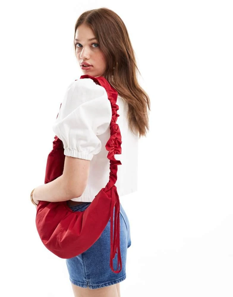 ASOS ASOS DESIGN ruched handle shoulder bag with adjustable bow fastening 4
