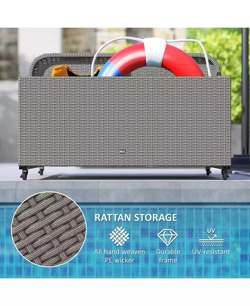 Outsunny Wicker Pool Float Storage Organizer, Pool Float Holder 7