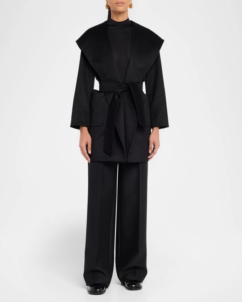 Max Mara Rialto Camel Hair Belted Short Hooded Coat 2