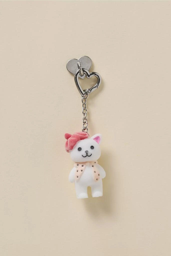 Urban Outfitters Beret Cat Textural Flocked Keychain 1