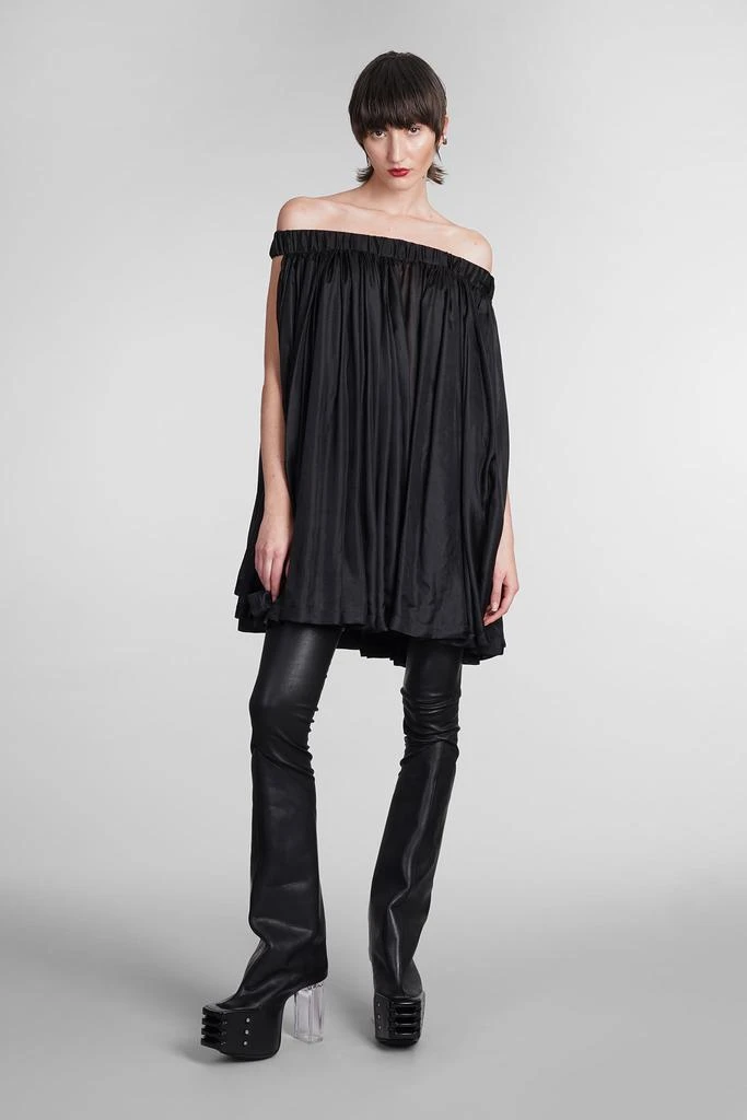 Rick Owens Medusa Tunic Dress In Black Silk 2