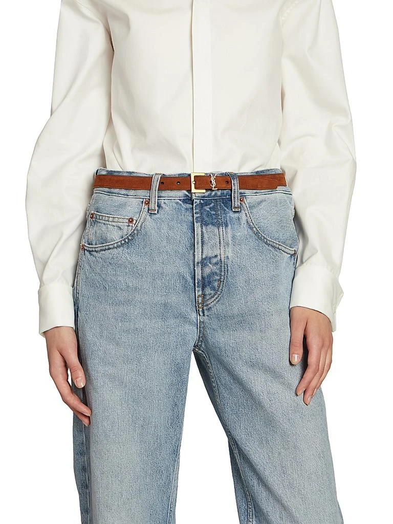 Yves Saint Laurent Cassandre Thin Belt with Square Buckle in 