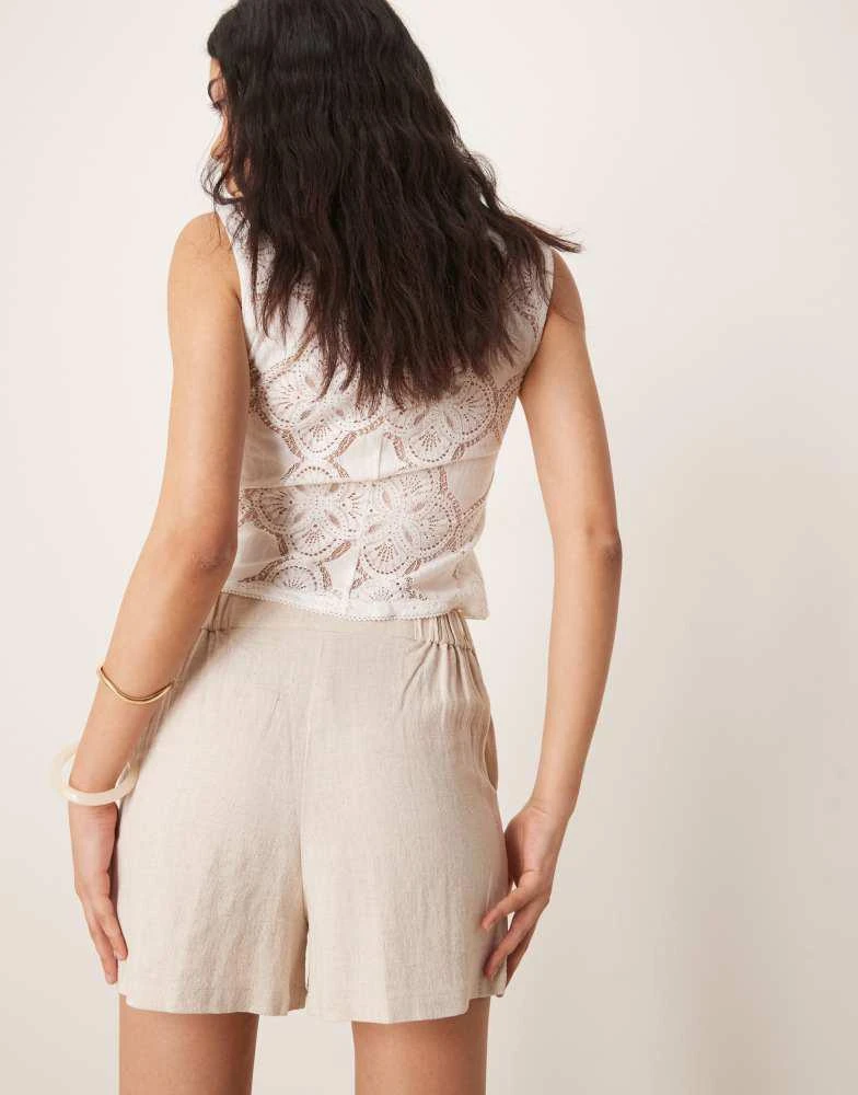 ASOS ASOS DESIGN relaxed dad shorts with linen in stone 4