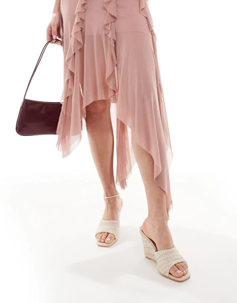 Glamorous Wide Fit Glamorous Wide Fit wedge heeled sandals in cream crochet 4