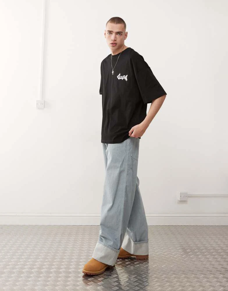 COLLUSION COLLUSION Studded premium graphic skate t-shirt in black 2