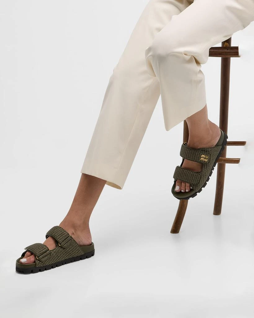 Miu Miu Raffia Dual-Grip Comfort Sandals 2