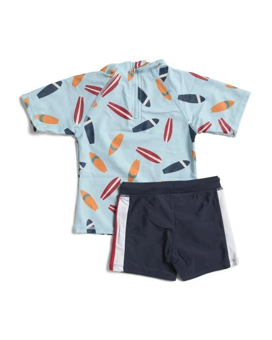 SNAPPER ROCK Infant And Toddler Boys 2pc Retro Surf Rash Guard And Shorts Set 2