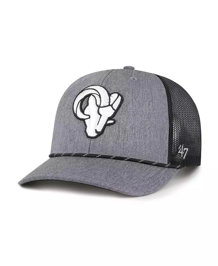 47 Brand Men
s Heather Charcoal Los Angeles Rams Carbon Rope Trucker Adjustable Hat 1