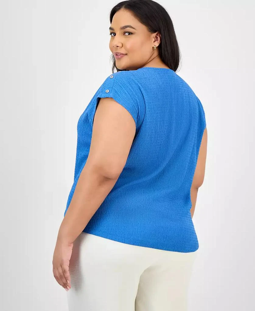 JONES NEW YORK Plus Size Crinkled Button-Trim Top 4