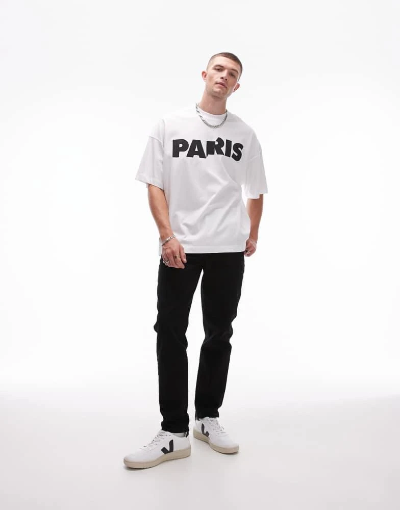 Topman Topman stretch taper jeans in black 1