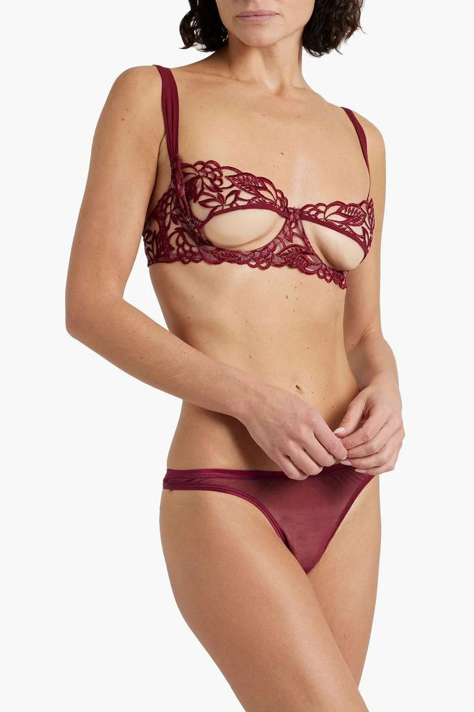 COCO DE MER LONDON Aurora embroidered tulle underwired balconette bra 2