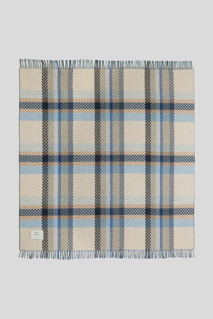 Woolrich Jacquard Check Blanket in a Wool Blend - Unisex - Blue 2