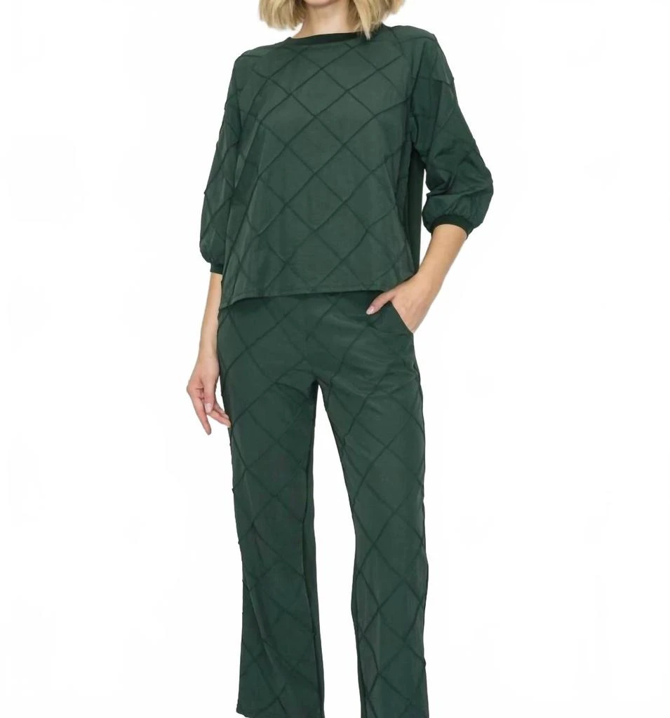 Joh Jacob Stetch Knit Pointe With Textured Woven Top In Hunter Green 2