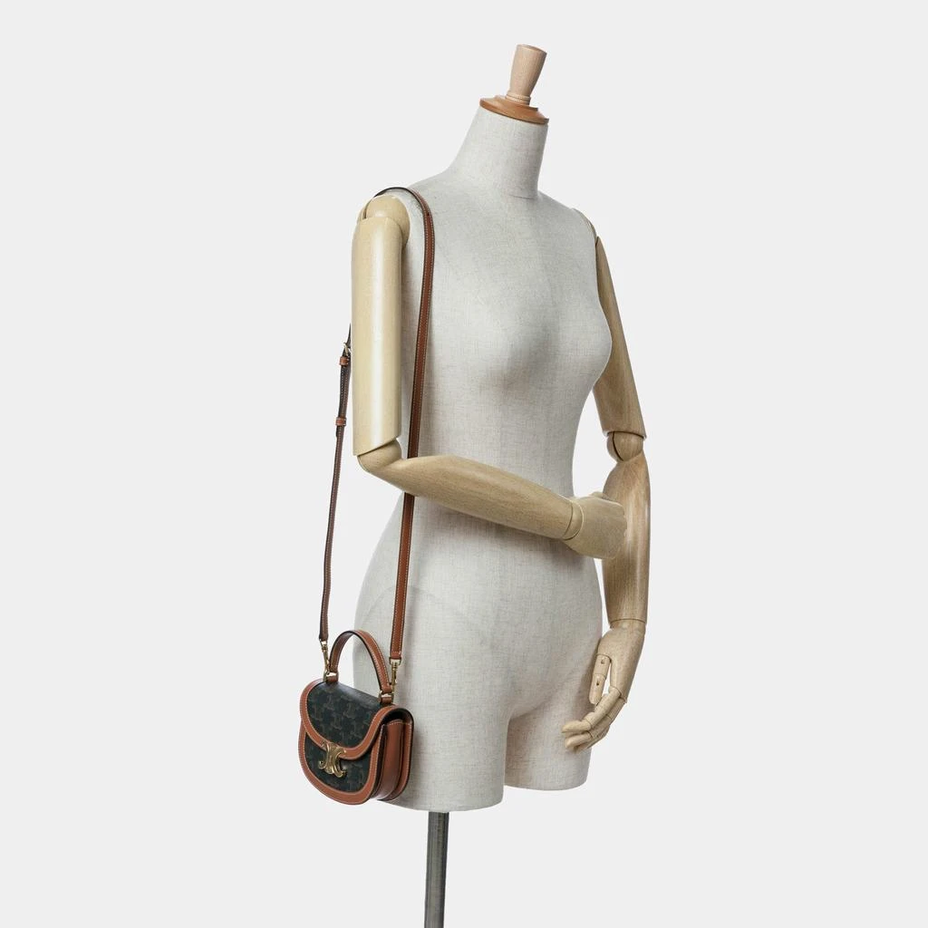 Celine Celine Brown Coated Canvas Mini Triomphe Besace Clea Satchel Bag 7