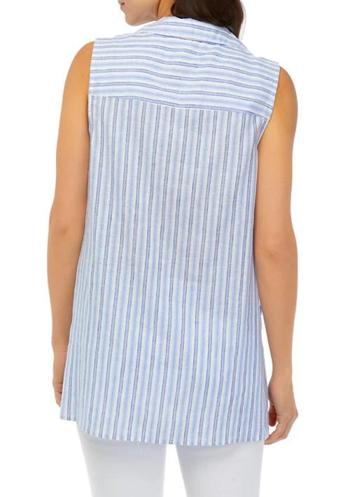 JONES NEW YORK New York Womens Sleeveless Collared V Neck Hi Low Blouse 2