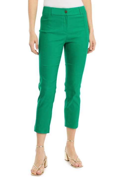 Rafaella Womens Satin Luxe Straight Leg Crop Pants