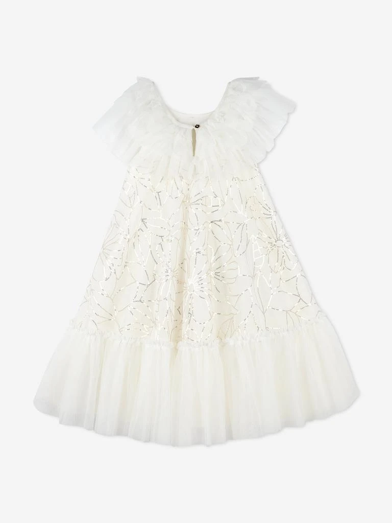Billieblush Billieblush Girls Sequin Flower Tulle Dress in Ivory 2