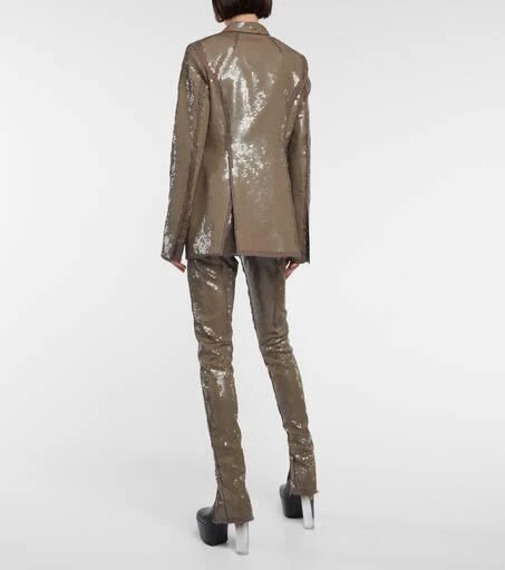 Rick Owens Sequined single-breasted cotton blazer 3