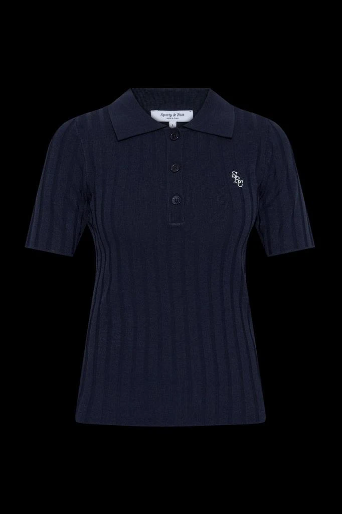 Sporty & Rich Sporty & Rich Logo Embroidered Short-Sleeved Polo Top 1