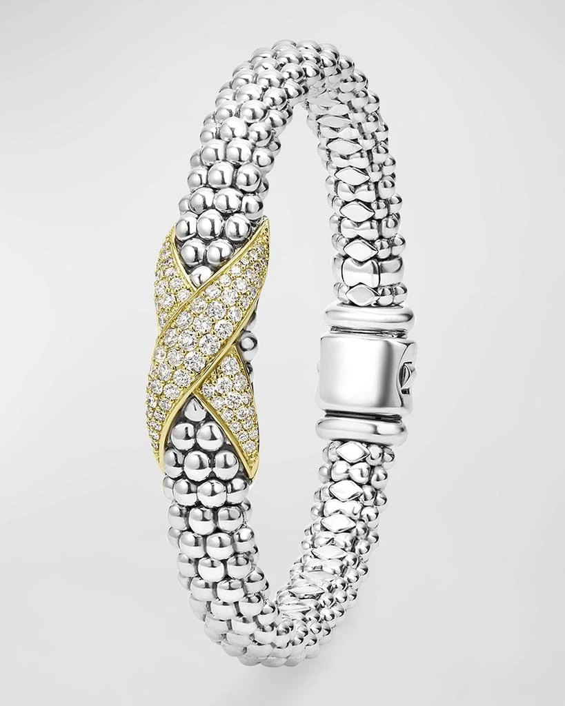 LAGOS Sterling Silver and 18K Embrace Diamond Pave Rope Bracelet 4