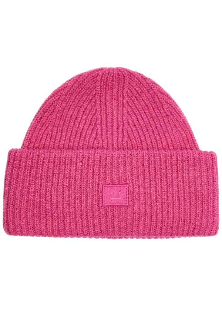 Acne Studios Logo ribbed wool beanie 1