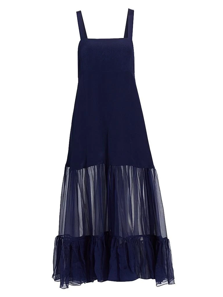 azeeza blue dress Azeeza Women's Emlyn Silk Tie-Neck Midi-Dress