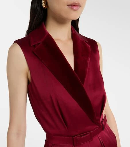 Max Mara Scalata velvet-trimmed satin jumpsuit 4