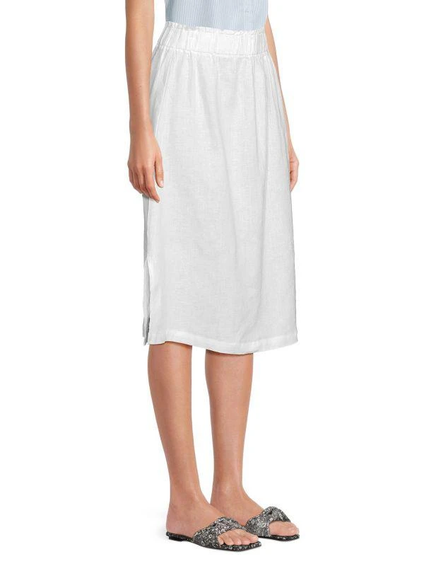 Saks Fifth Avenue 100% Linen A-line Midi Skirt 3