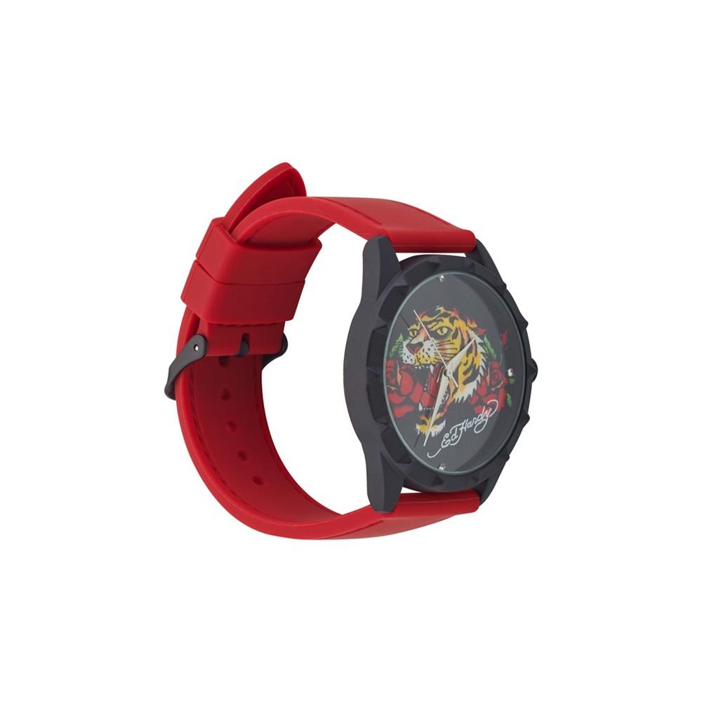 Ed Hardy Women's Quartz Matte Red Silicone Strap Analog Watch