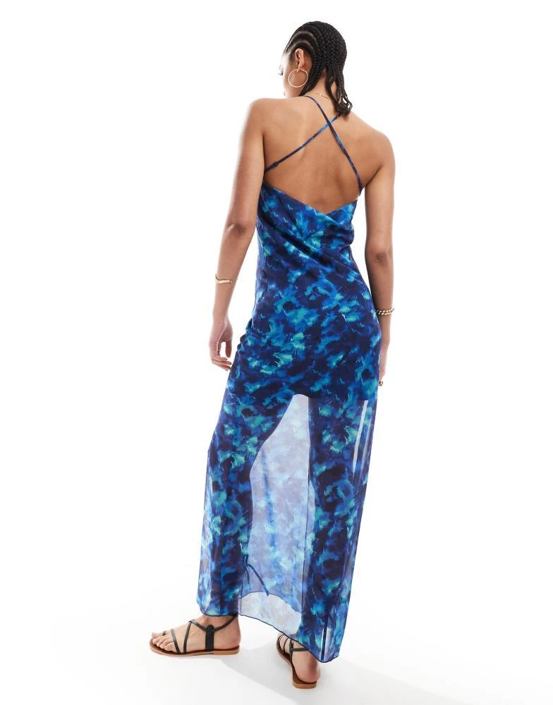 ONLY Tall ONLY Tall strappy maxi dress in blue watercolour print 4
