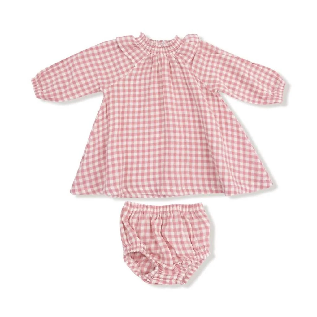 Angel Dear Angel Dear - Girls
 Long Sleeve Ruffle Smocked Neck Dress And Diaper Cover