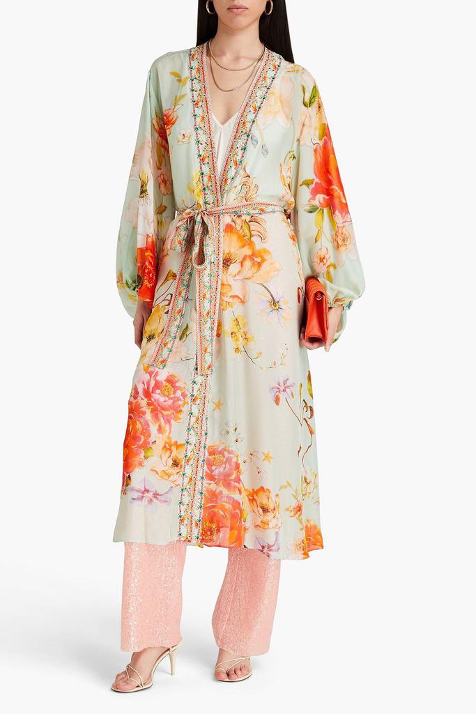 Camilla Crystal-embellished floral-print silk-chiffon kimono