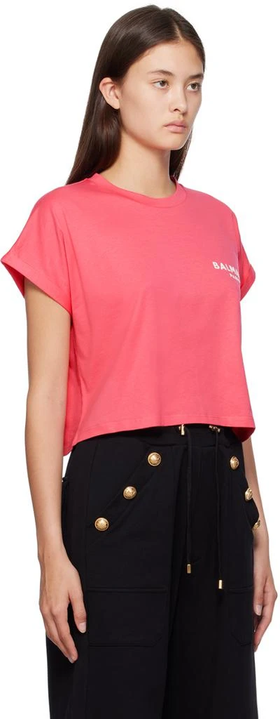 Balmain Pink Flock T-Shirt 2