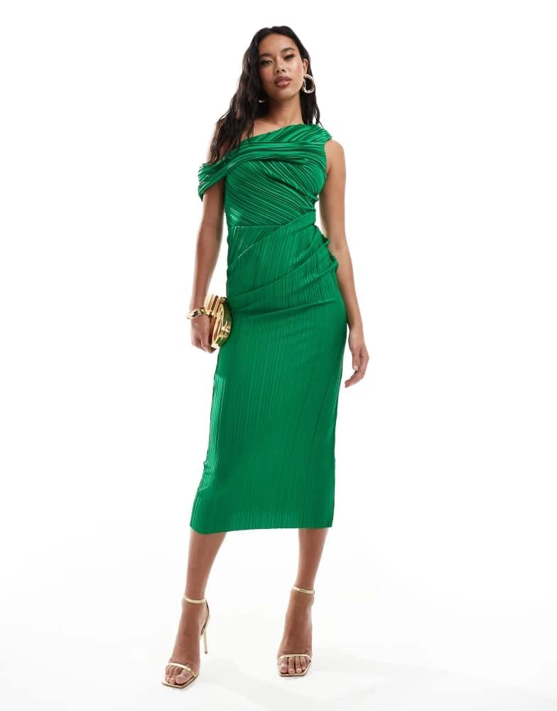 Shop ASOS DESIGN plisse twist fallen shoulder midi dress in green on Sale  at BeyondStyle  Get 11% Off ASOS DESIGN plisse twist fallen shoulder midi  dress in green with Limited-Time Flash