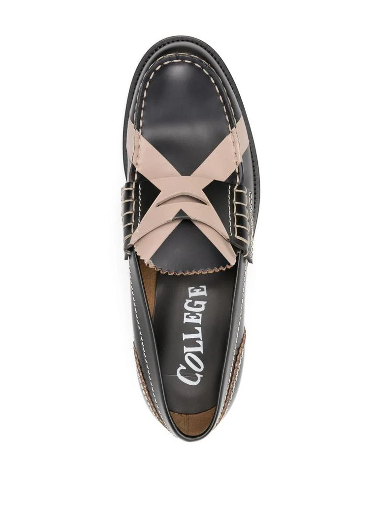 College College Cross-Print Leather Loafers 4