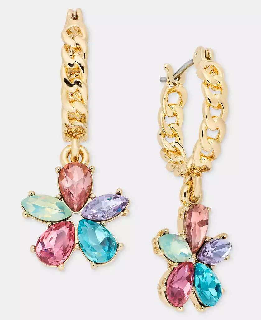 Karl Lagerfeld Paris Multicolor Crystal Flower Charm Hoop Earrings 2