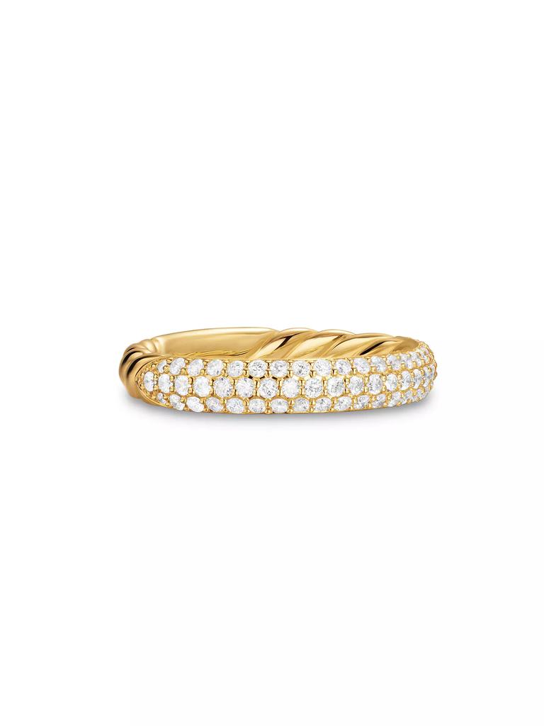David Yurman DY Mercer Pavé Band Ring in 18K Yellow Gold