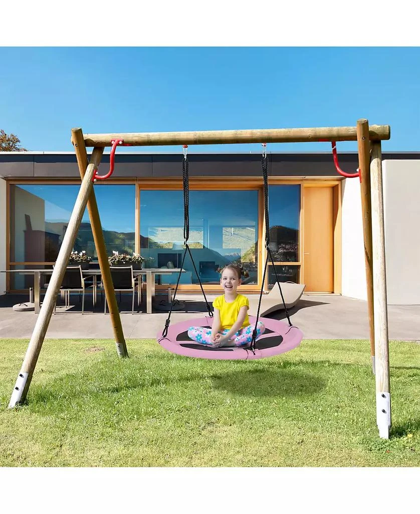 HONGGE 40 Inches Saucer Tree Swing Round with Adjustable Ropes and Carabiners 9