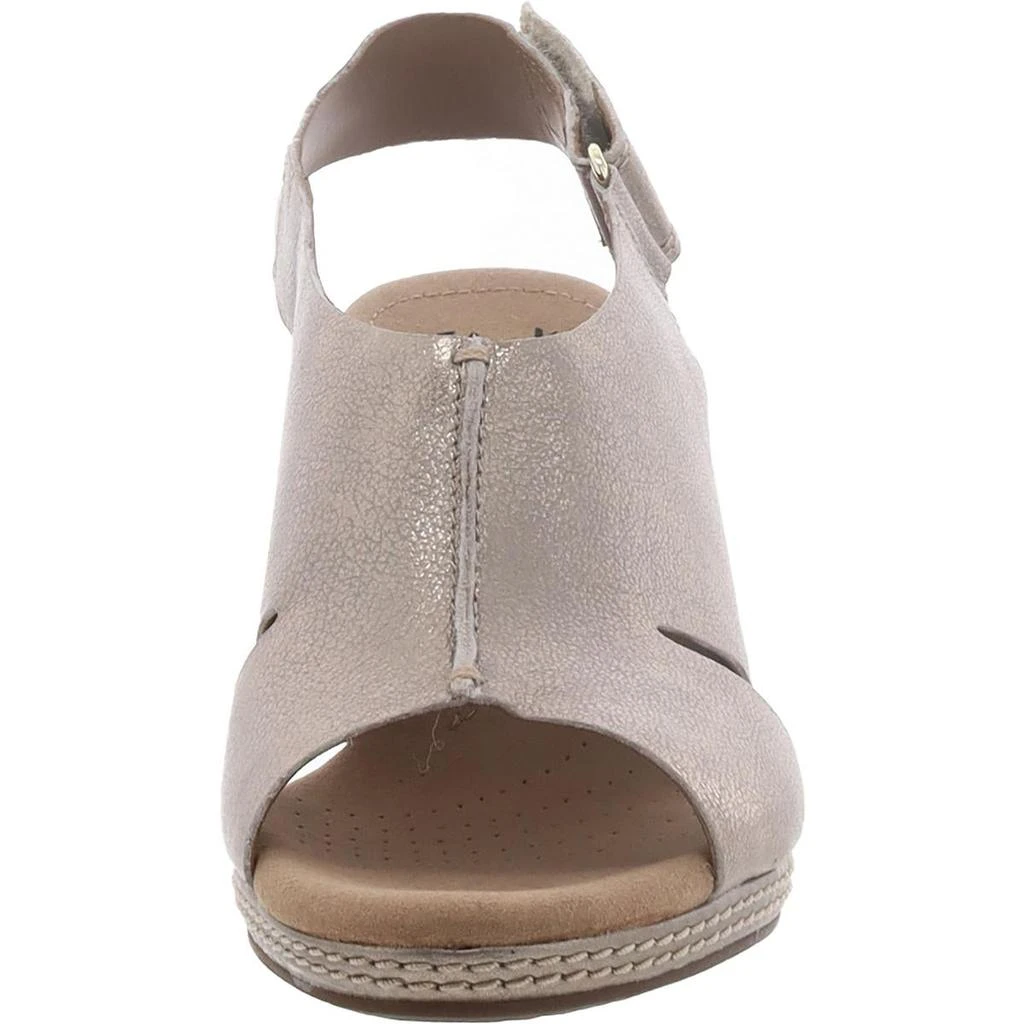 Clarks Helio Float4 Womens Faux Suede Cork Wedge Sandals 3