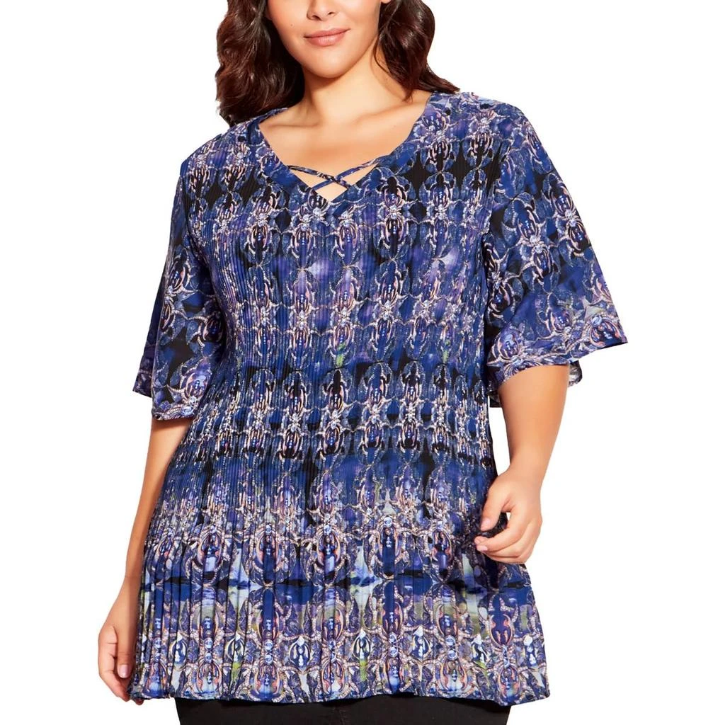 Avenue Womens Pleated Polyester Tunic Top 1