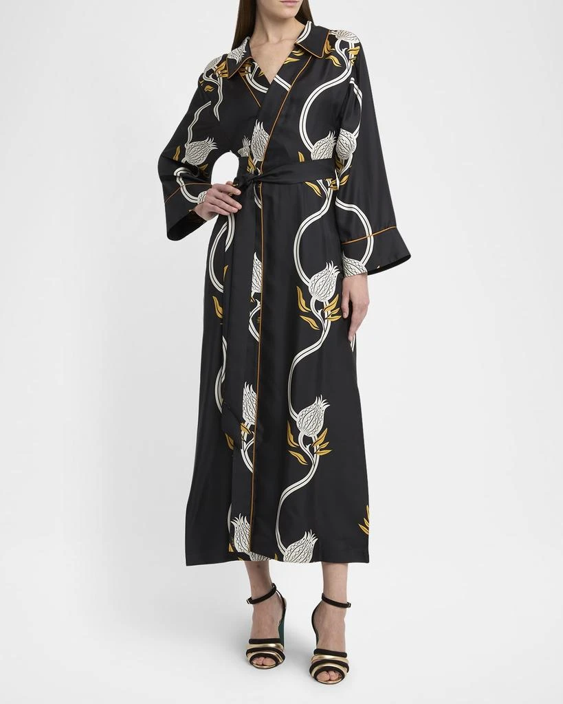 LA DOUBLE J Midnight Silk Twill Maxi Wrap Dress 2