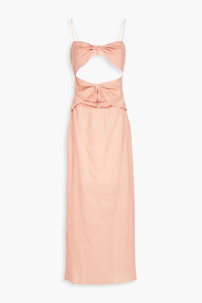 Ronny Kobo Knotted cutout linen maxi dress