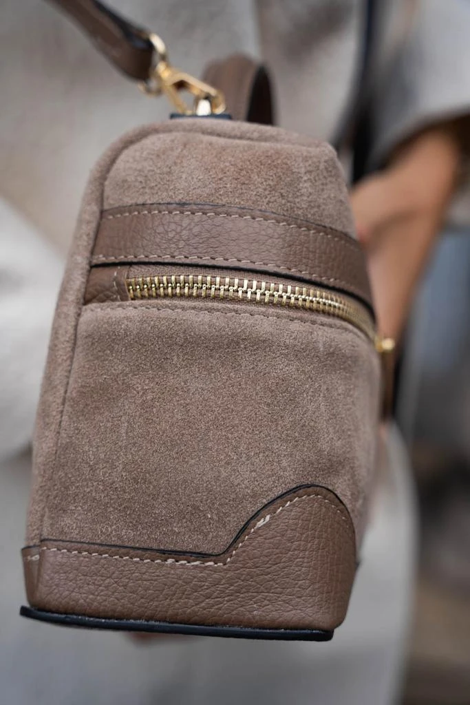 Maison Heritage Sac Bandouliere  Grand Simos Suede - Taupe - Femme 3