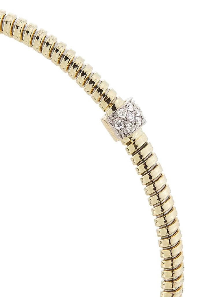Saks Fifth Avenue Collection 14K Yellow Gold 
0.10 TCW Diamond Ridged Bangle 4