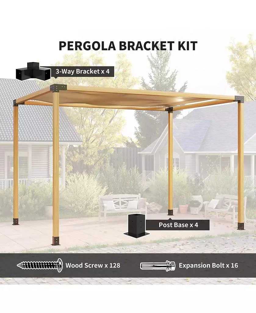 Outsunny 8PCS Pergola Kit Brackets for 4"x4" (Actual 3.6"x3.6") Lumber 3