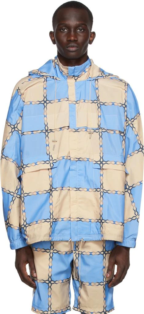 Ahluwalia Blue 
Beige Check Raincoat