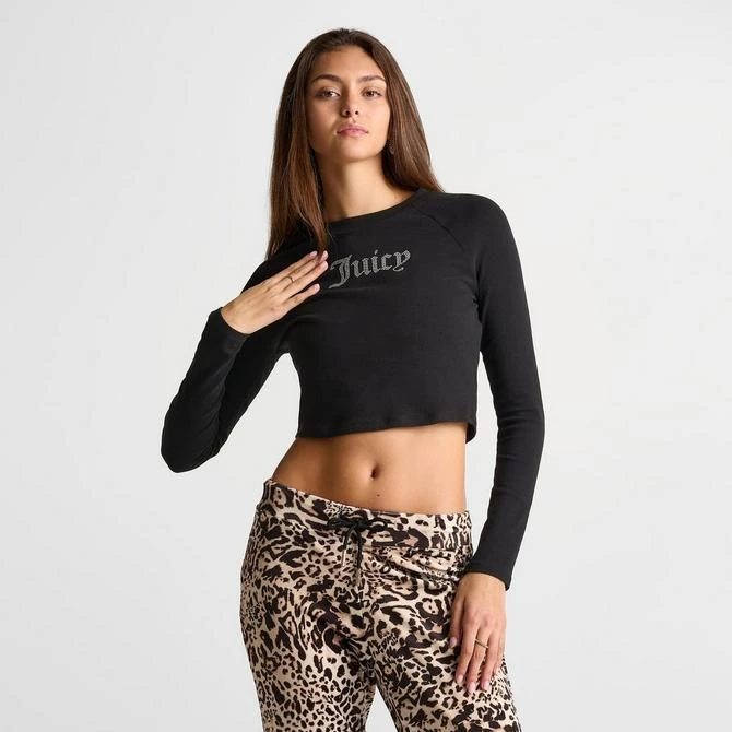 JUICY COUTURE Women's Juicy Couture Bling Long-Sleeve Cropped T-Shirt 3