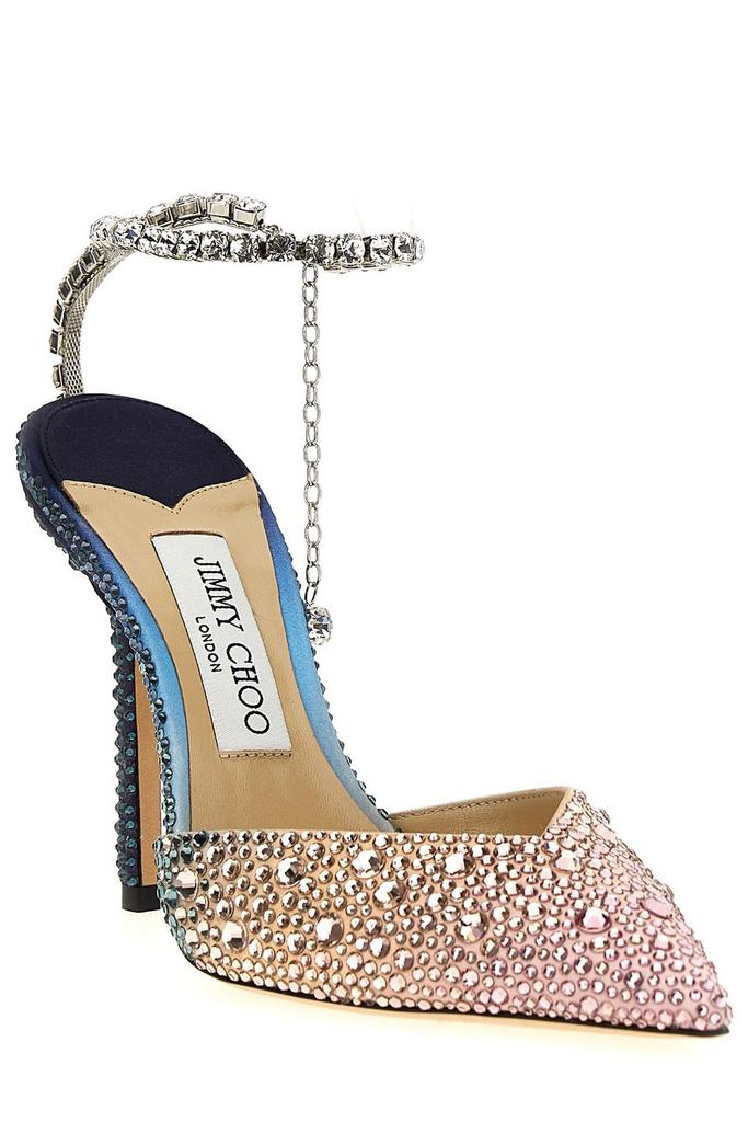 お米 JIMMY CHOO ♡ SAEDA100 & CIBELLE Saeda 100 | Ivory Satin Pumps with Crystal Embellishment