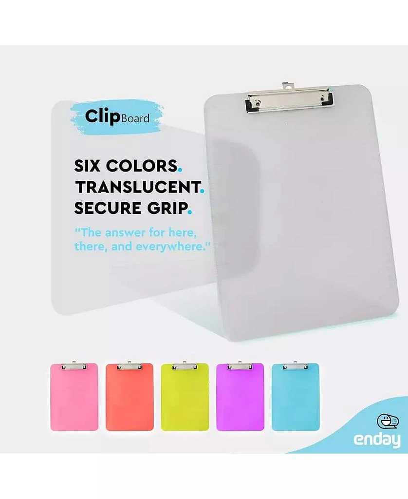Enday Plastic Clipboard Standard Size Pink, Translucent Low Profile Clip Board, Hangable Clipboard, 12.7” x 9”, Holds 100 Sheets, 1 Pc - by Enday 4