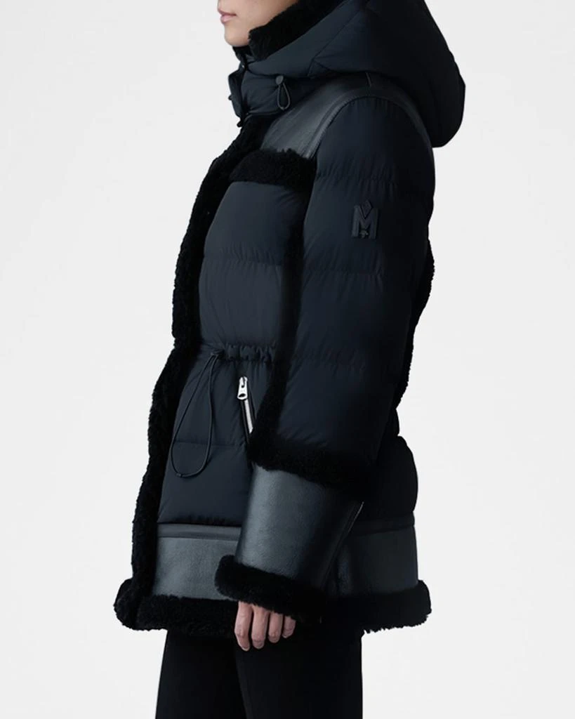 Mackage Lilibeth Mixed-Media Down Parka with Shearling and Leather 4